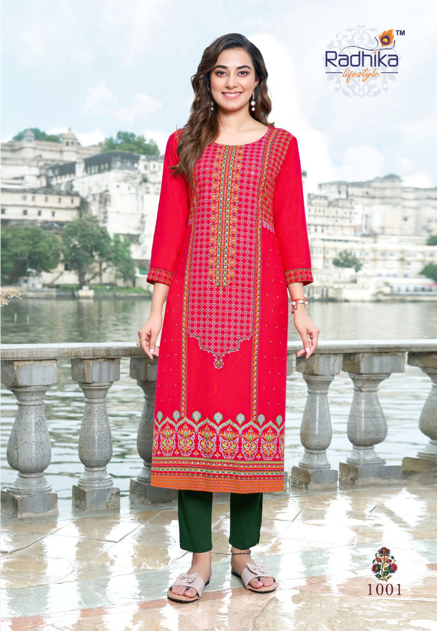 Radhika Flamingo 1 Wholesale Kurti With Pant Collection